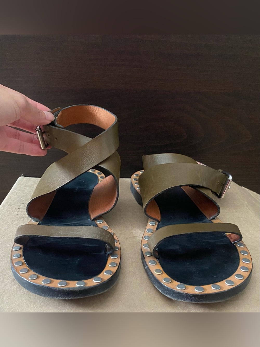 Janis stud-embellished flat sandals - Picture 3 of 9